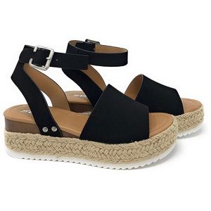 SODA Women's Topic Open Toe Ankle Strap Espadrille